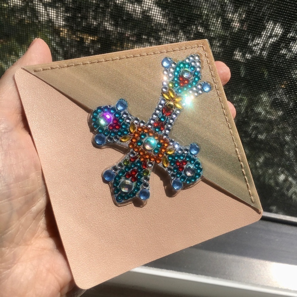 Diamond Art Cross Corner Bookmark, Colorful, Sparkly, Bling (TEAL/CLEAR)